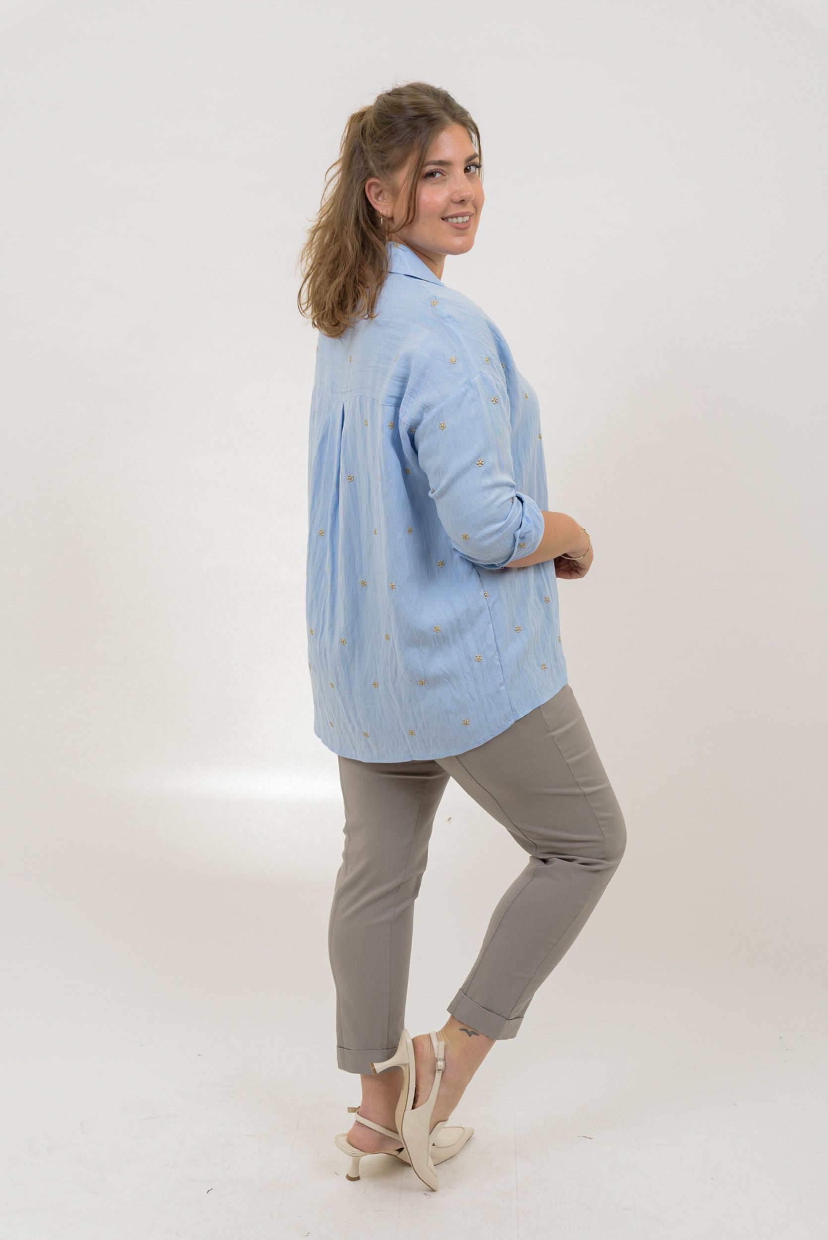 מכנסי סיגר אפורים עם גומי