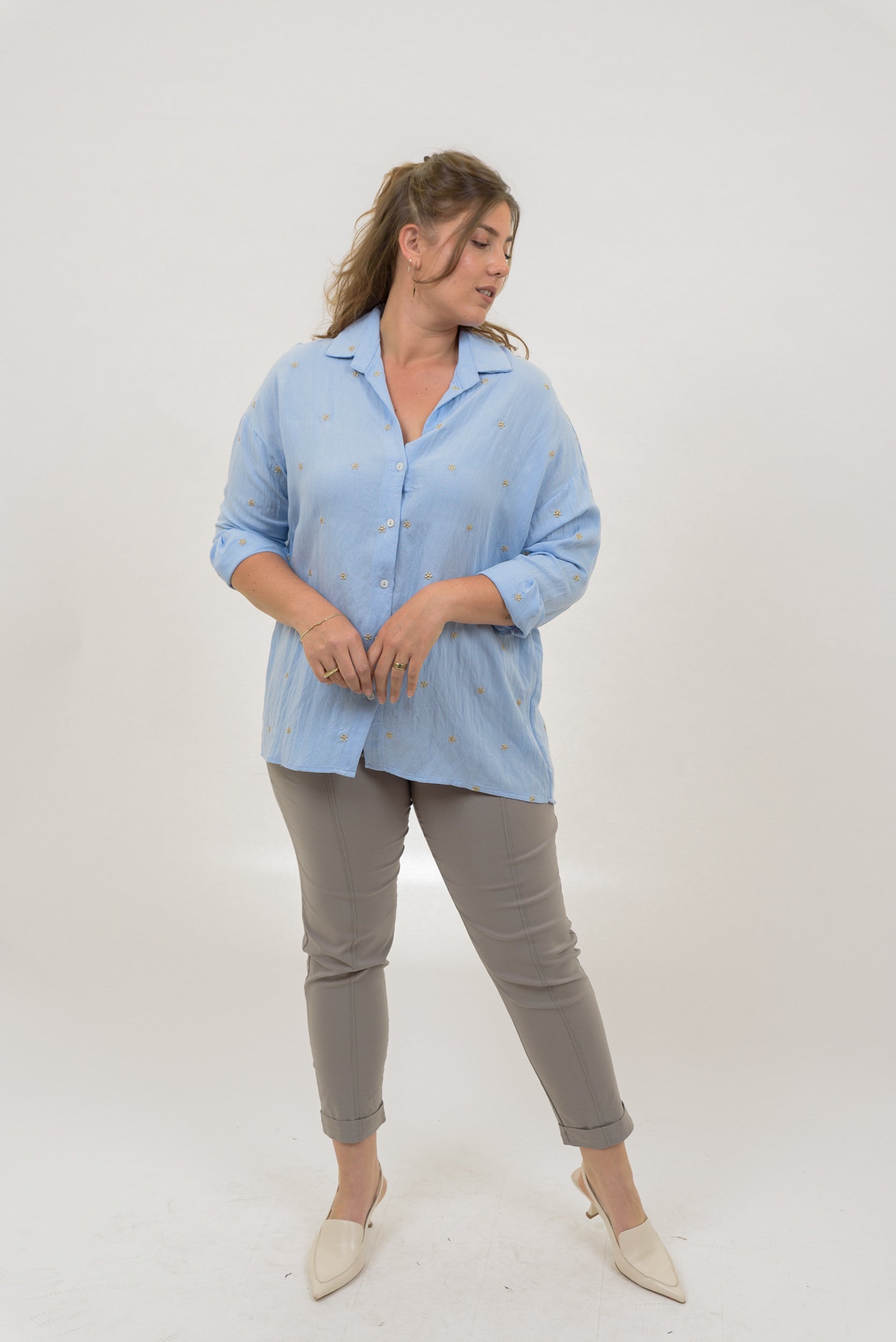 מכנסי סיגר אפורים עם גומי