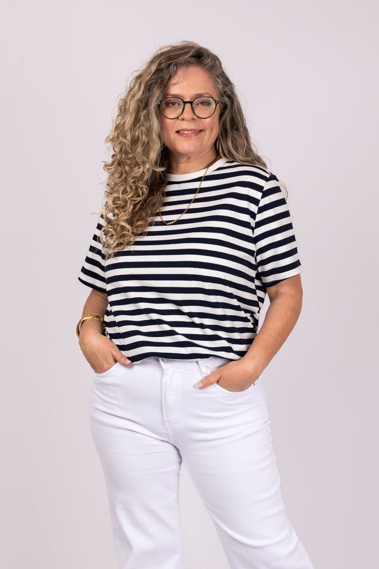 טי שירט פסים כחולים