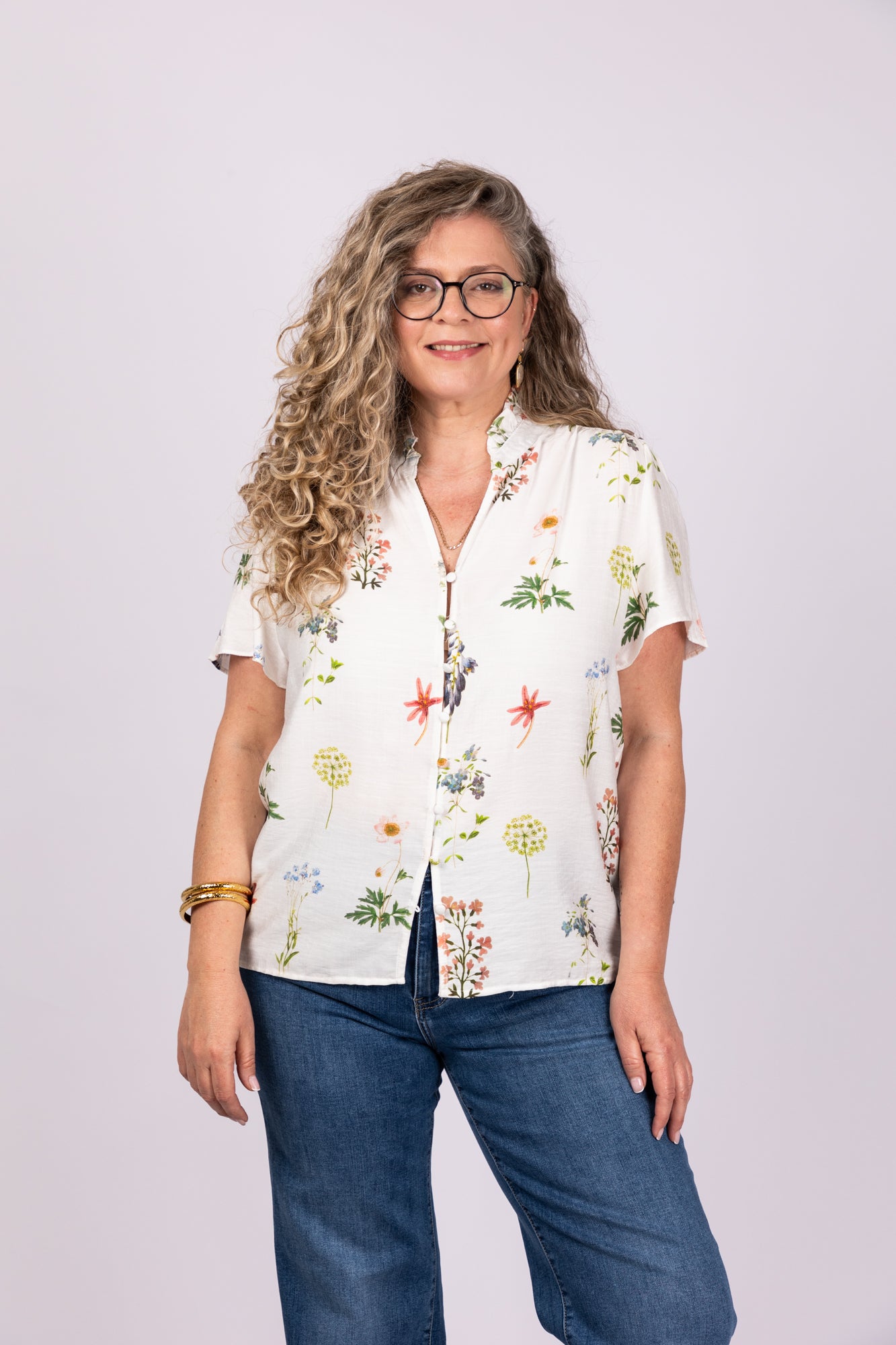חולצה מכופתרת פרחונית
