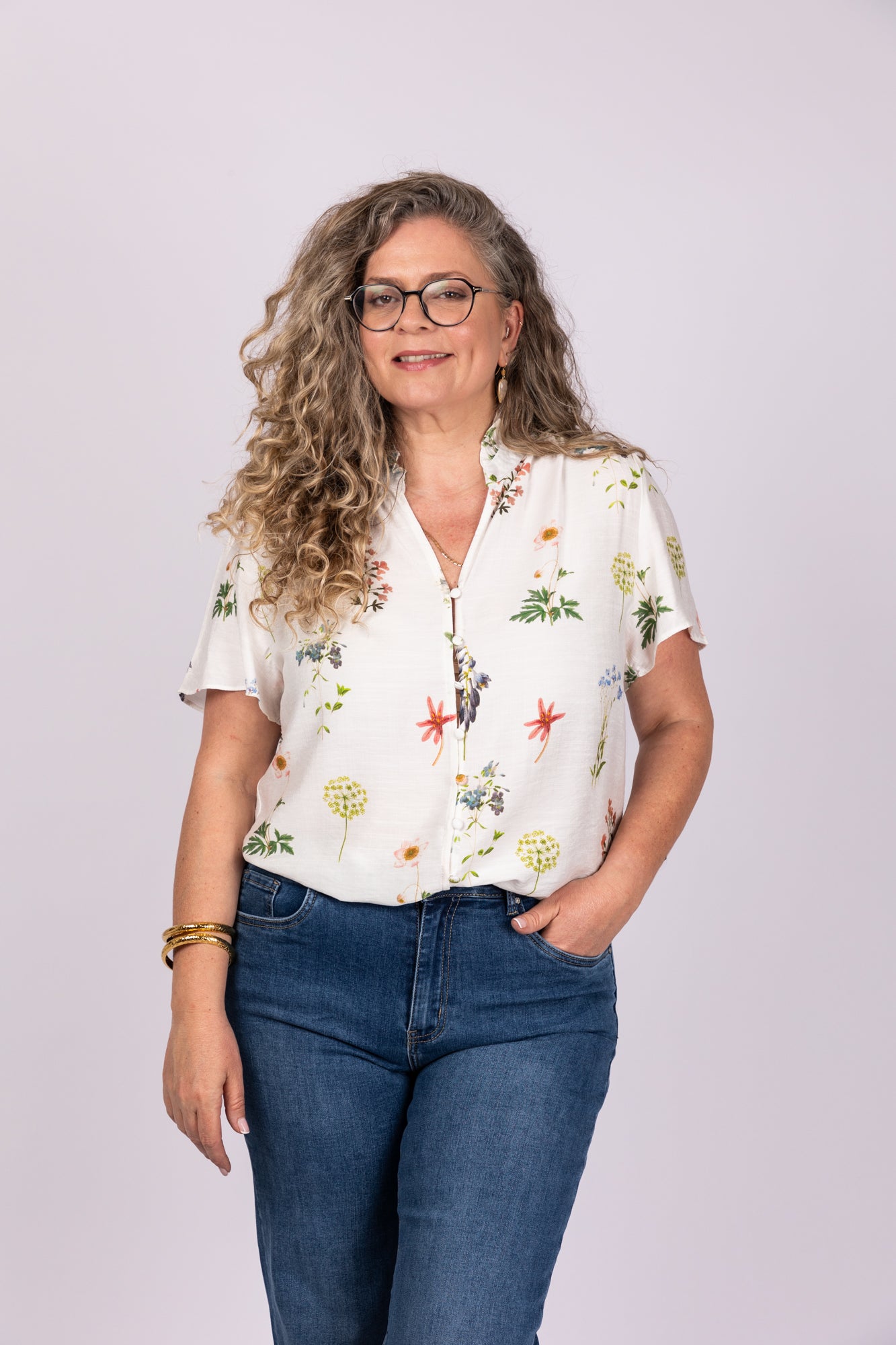חולצה מכופתרת פרחונית
