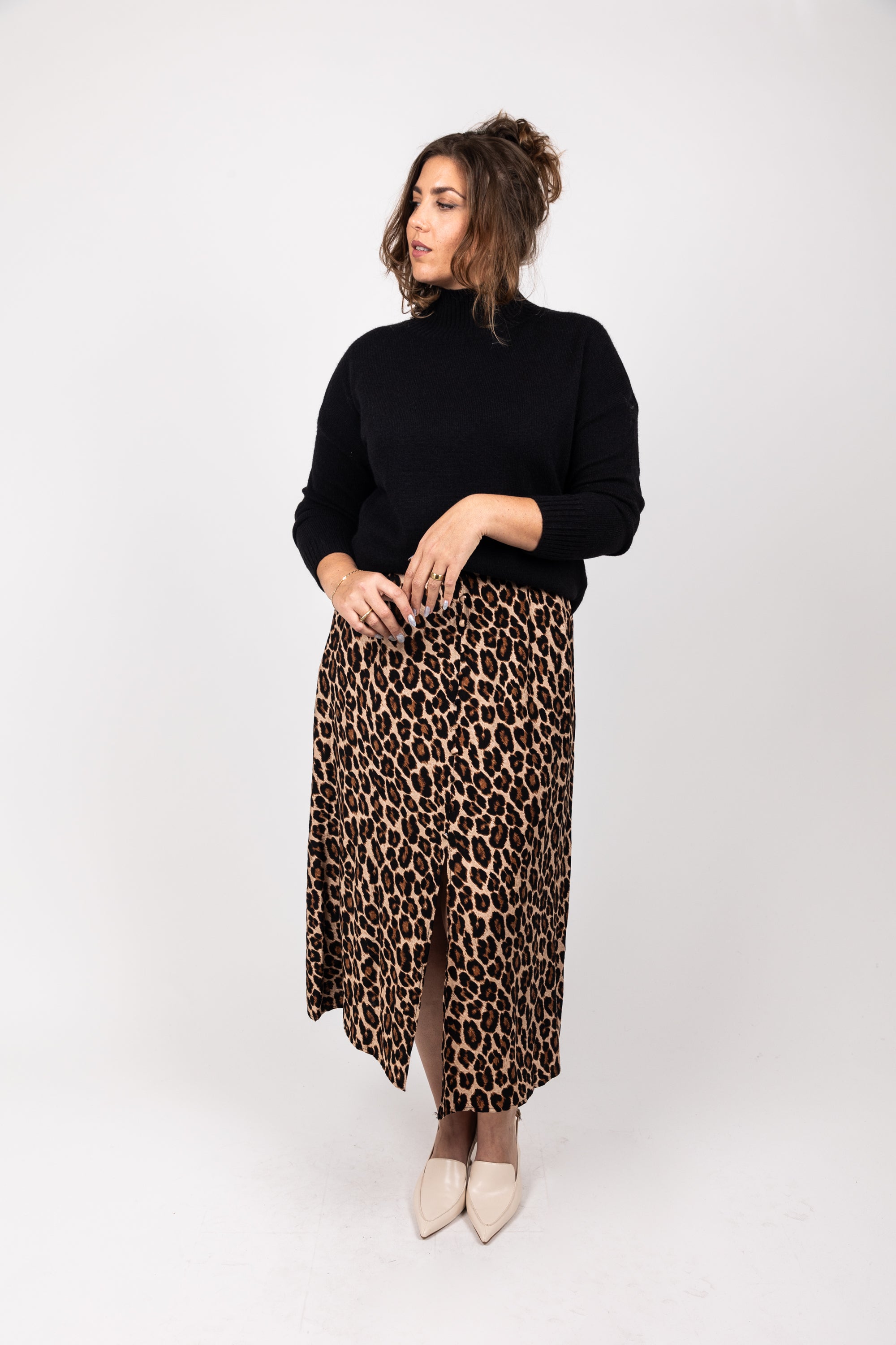 חצאית מנומרת ישרה