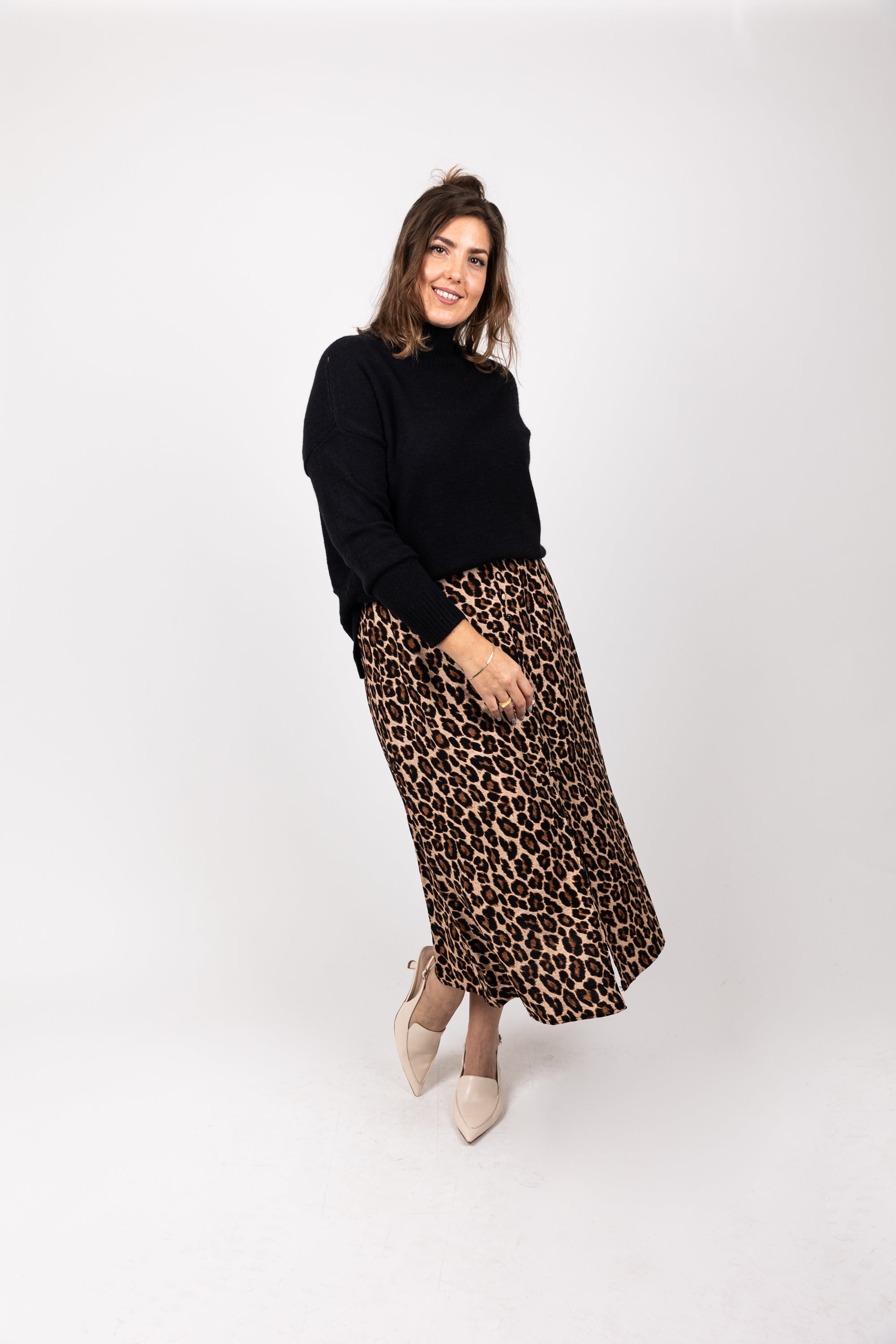 חצאית מנומרת ישרה