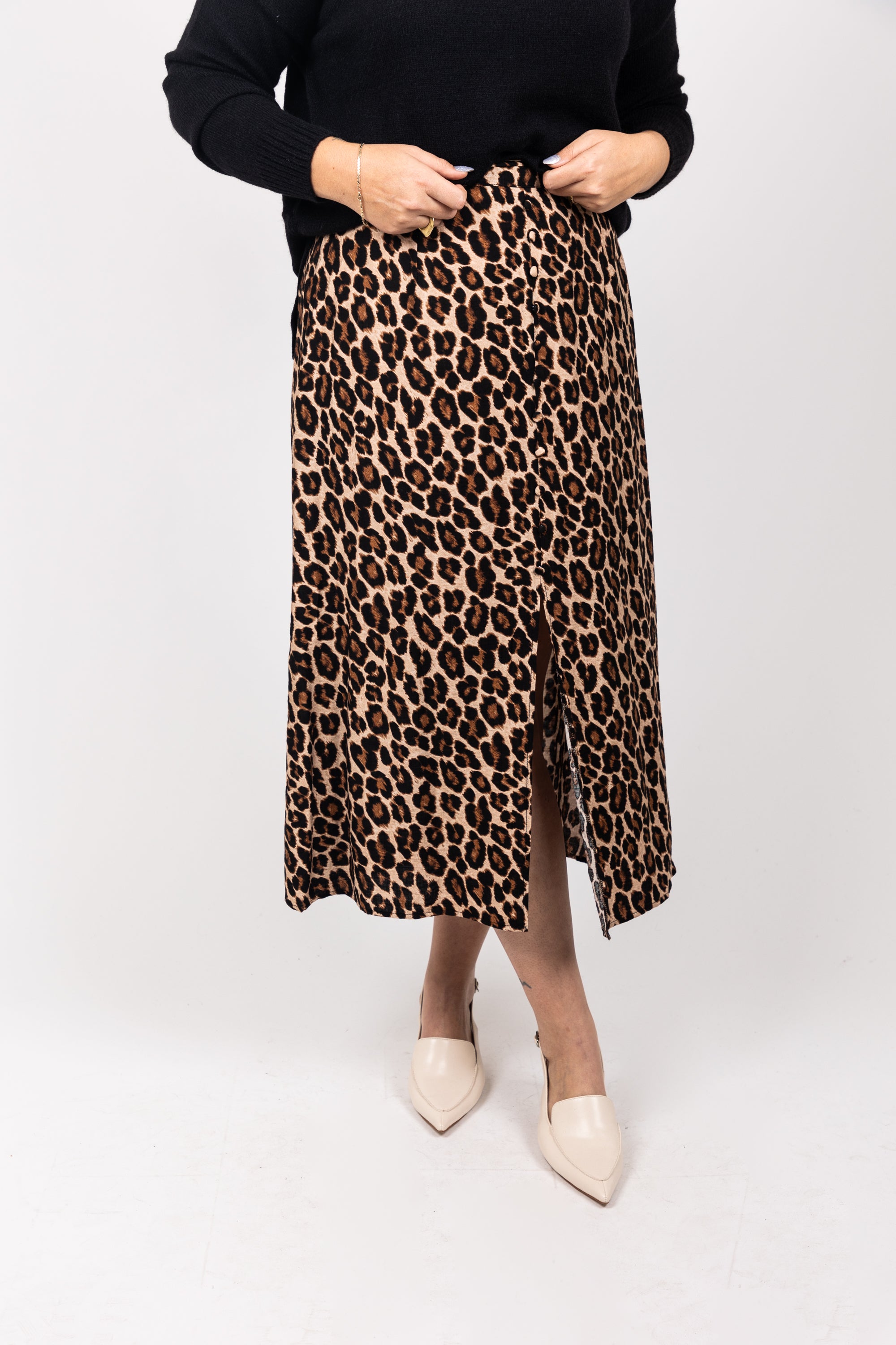 חצאית מנומרת ישרה