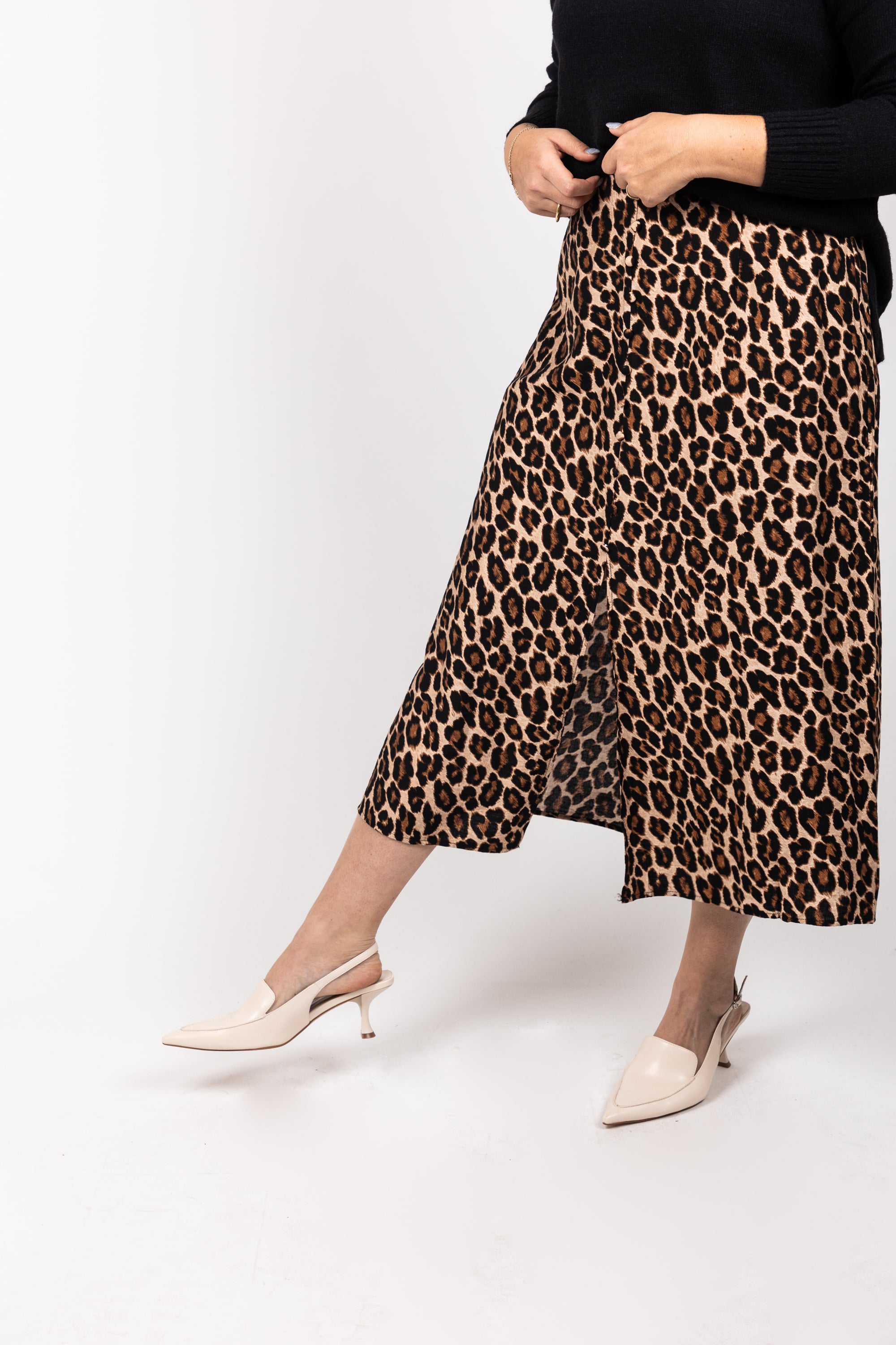 חצאית מנומרת ישרה