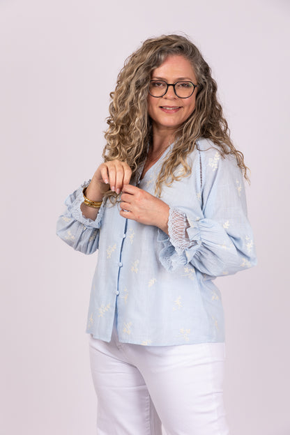 חולצה מכופתרת רקומה