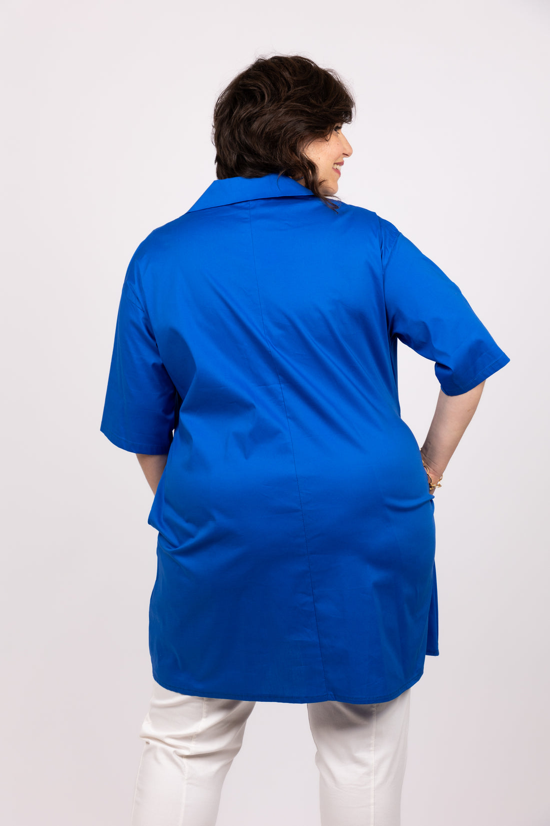 חולצת טוניקה כותנה כחול רויאל