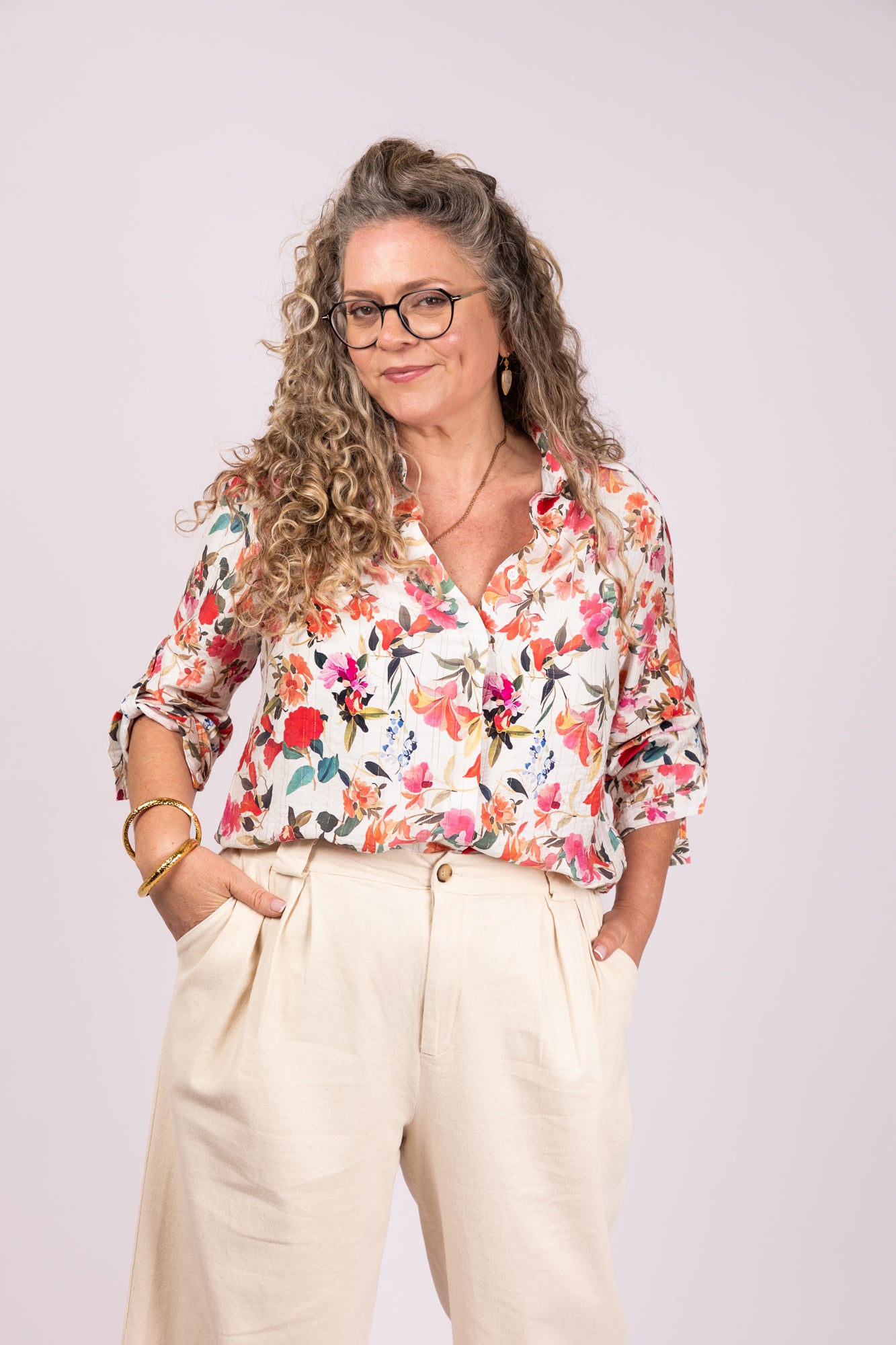 חולצה מכופתרת פרחונית