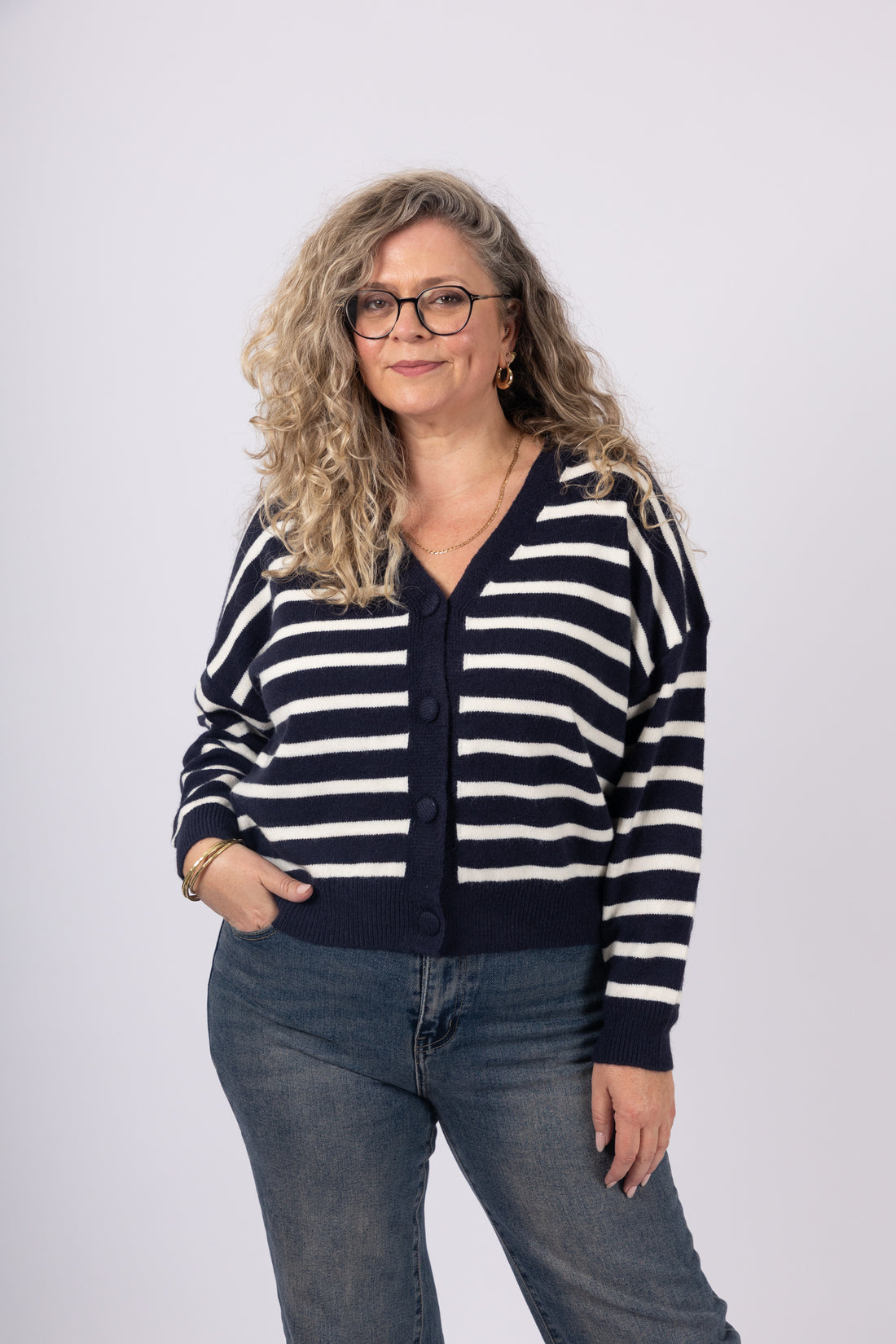 סריג קרדיגן פסים