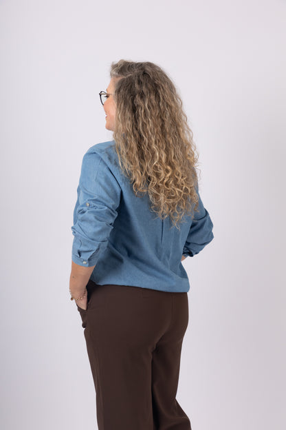 מכנסיים אלגנטיים גזרה גבוהה חומים