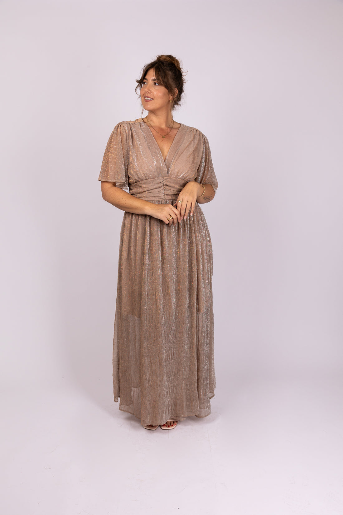 שמלת ערב מקסי מוזהבת